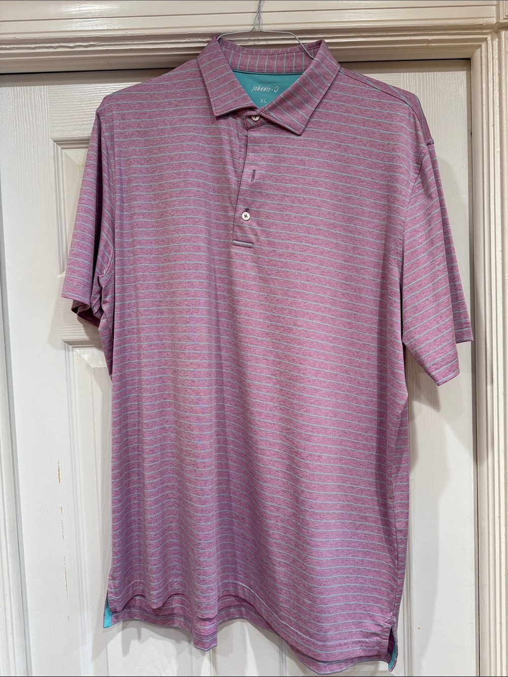 johnnie-O Men’s Pink Striped Polo